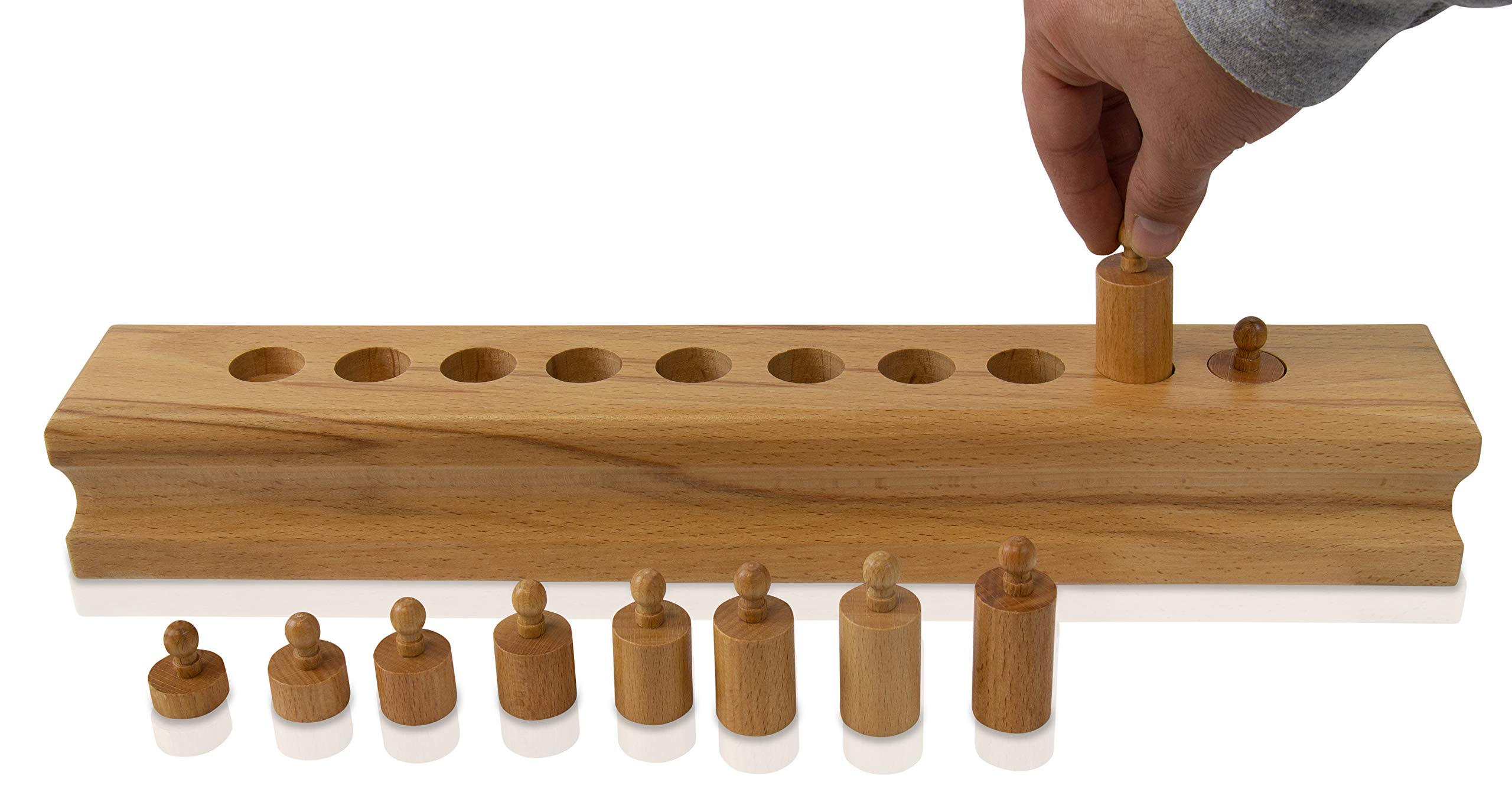 edu fun 91109 Montessori klocki cylindryczne drewno, cylinder, pedagogiczna zabawka edukacyjna od 3 lat o średnicy równej i wysokości, różne drewniane zabawki z litego drewna (wariant 4)
