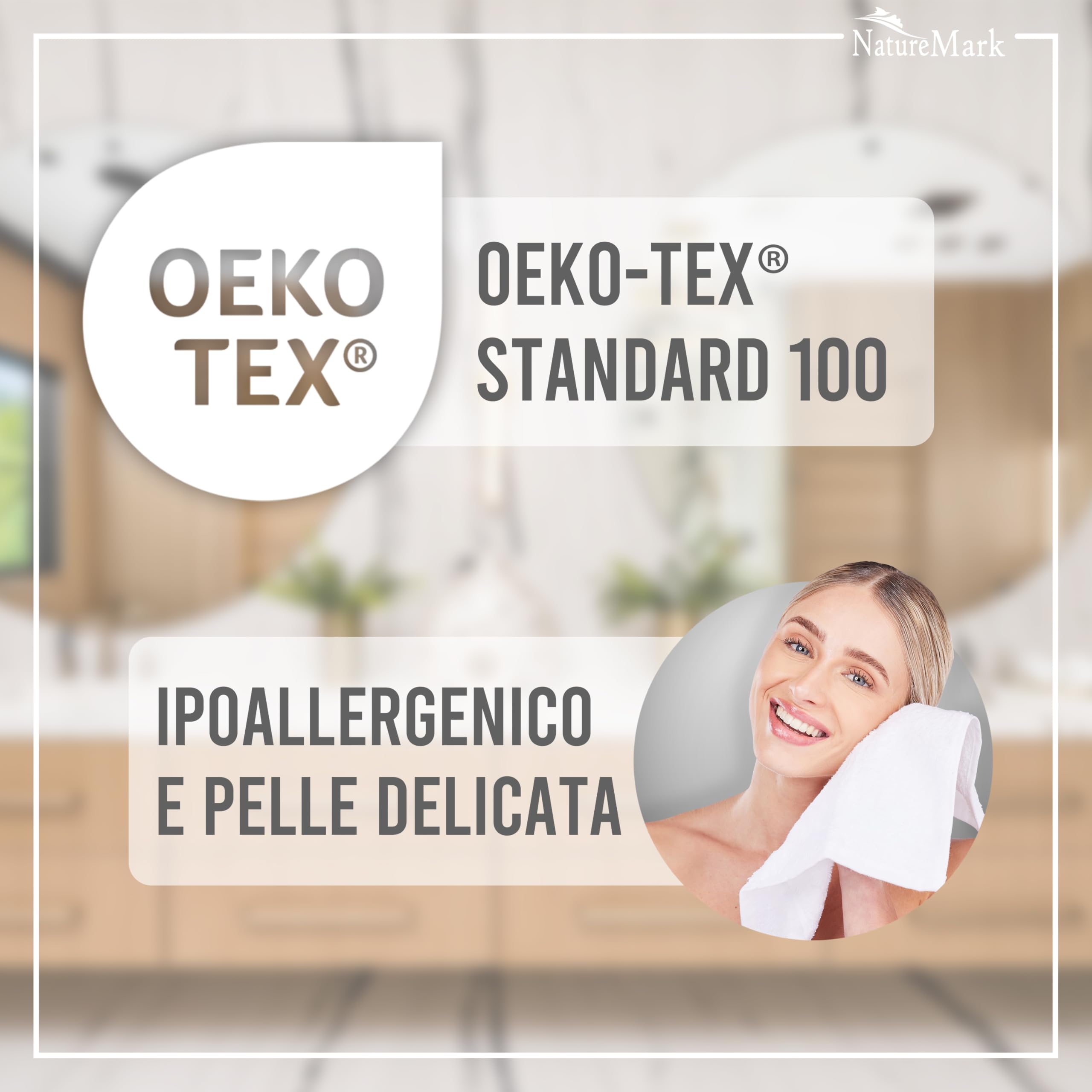 NatureMark Asciugamani Ospite – Confezione da 20 (30x50 cm), 100% Cotone, Certificati OEKO-TEX, Morbidi, Assorbenti e Facili da Lavare – Per Bagno, Ospiti & Spa – Bianco