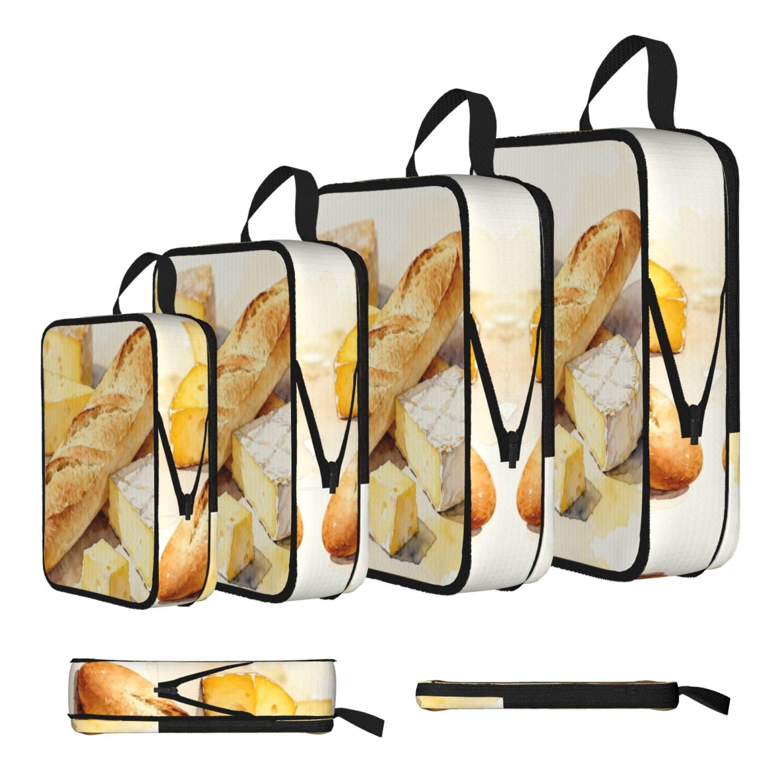 Sxzvvbn Black Cheese Set Compression Packing Cubes 4 Piece Set