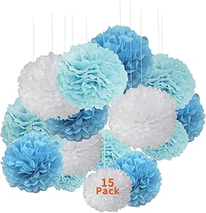 Pompons En Papier De Soie Déco Mariage Bohème - Lot De 15 (20/25 Cm) - Couleurs Naturelles Marron, Beige, Blanc