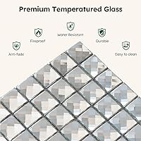 Vista 5 de Diflart Azulejo de mosaico de cristal de mosaico de cristal de diamante 3/4 pulgadas paquete de 5 (plata)