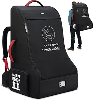 RAINSMORE Transporttasche Kindersitz Flugzeug, Gepolsterte Autositz-Reisetasche,Wasserdicht transporttasche kinderwagen Rucksack, Kindersitz Tasche für Flughafen Reisen