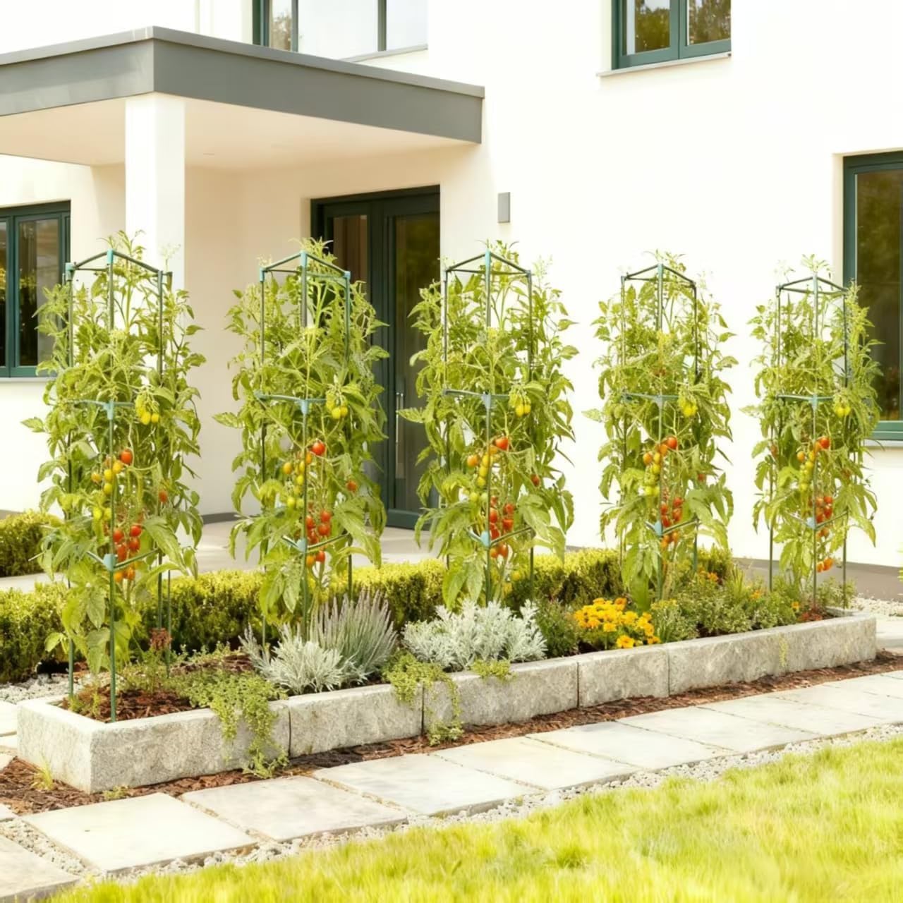 Tomato Cages for Garden&Pots, 6 Pack 50" Plant Support Trellis for Tomatoes, Cucumbers, Beans | Heavy-Duty Steel with Rust-Proof Coating | Garden Stakes for Outdoor Indoor Plants