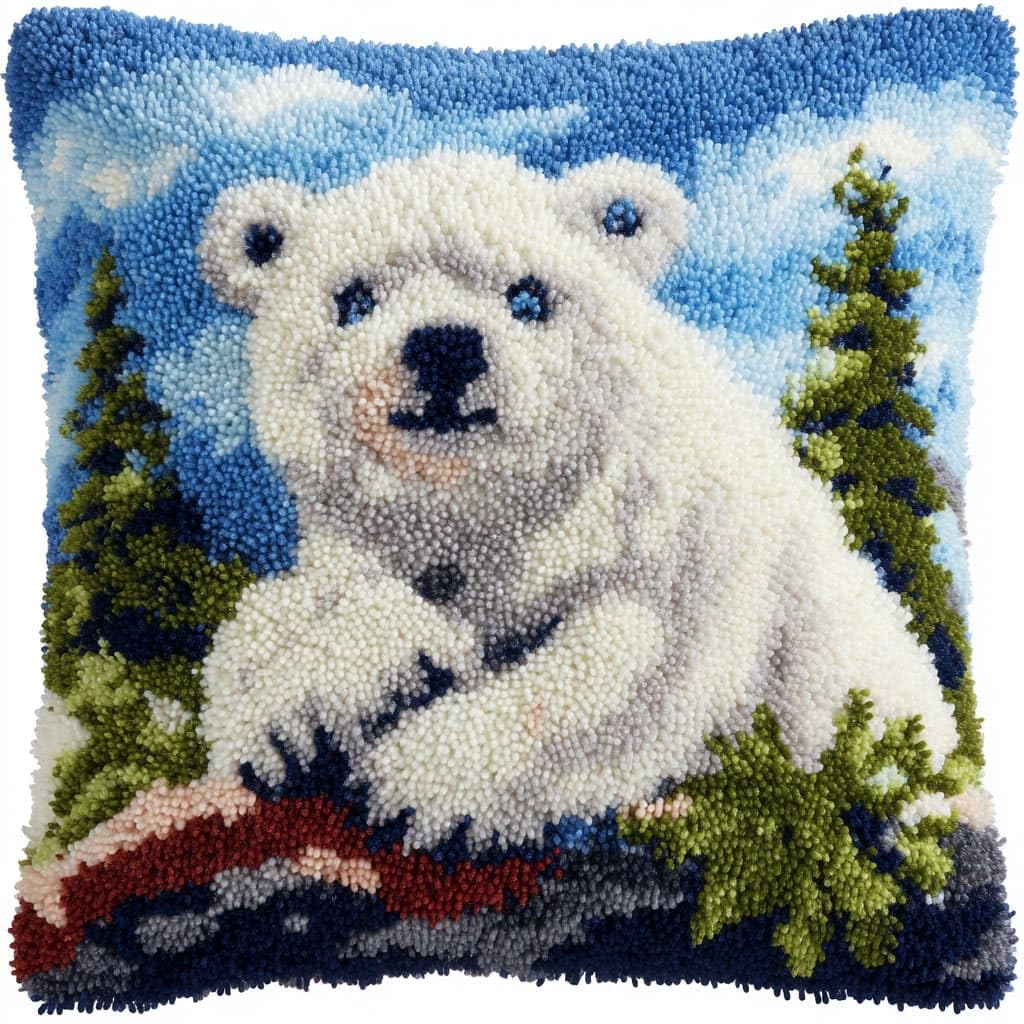Henypt Latch Hook Cushions Kits Polar Bear