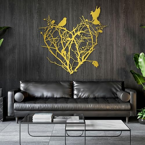 Miniatura 6 de Arte de pared de pájaro metálico, arte metálico de árbol con pájaros, arte de pared de corazón, arte de pared de metal árbol de la vida, decoración