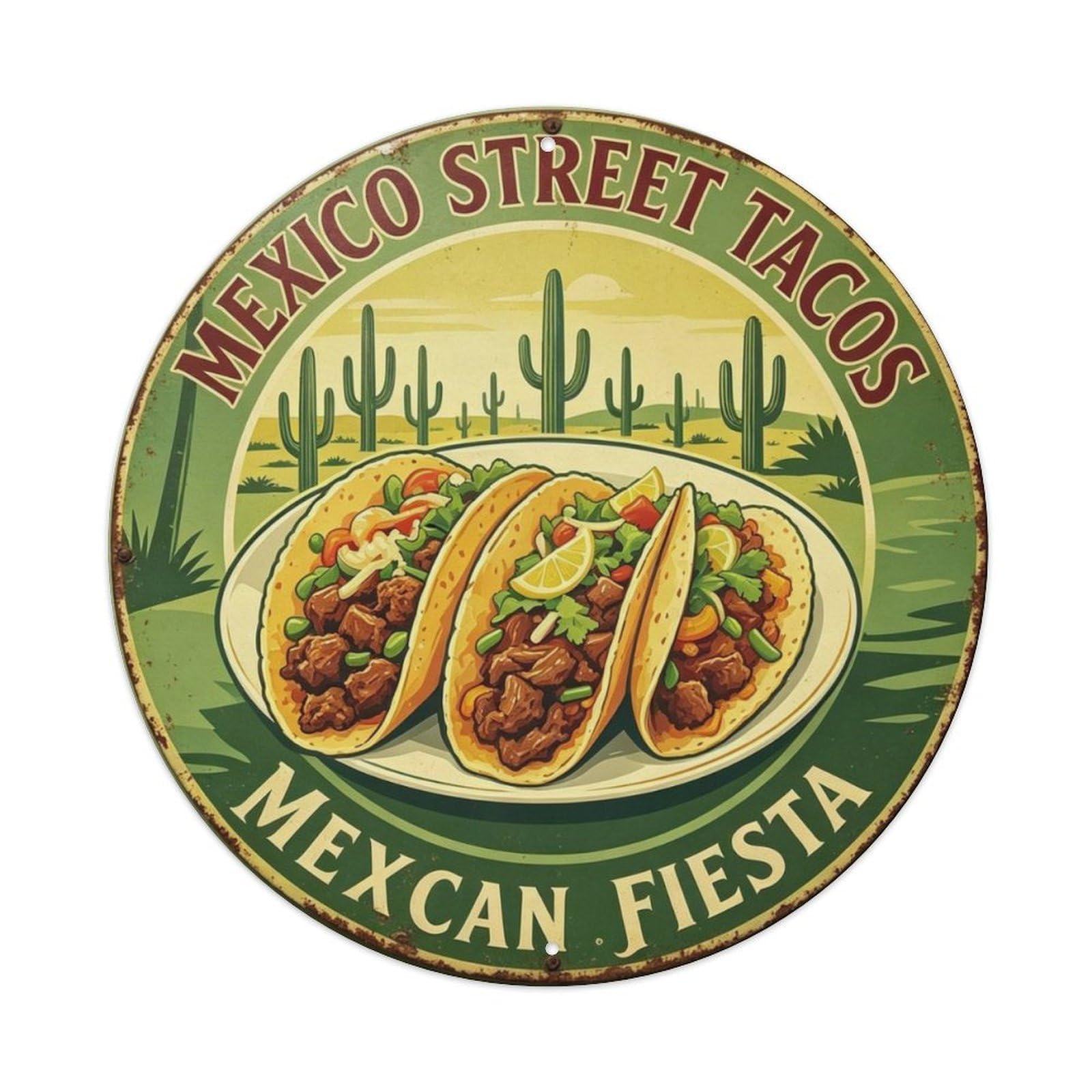 Mexico Street Tacos Metal Tin Sign Plaque