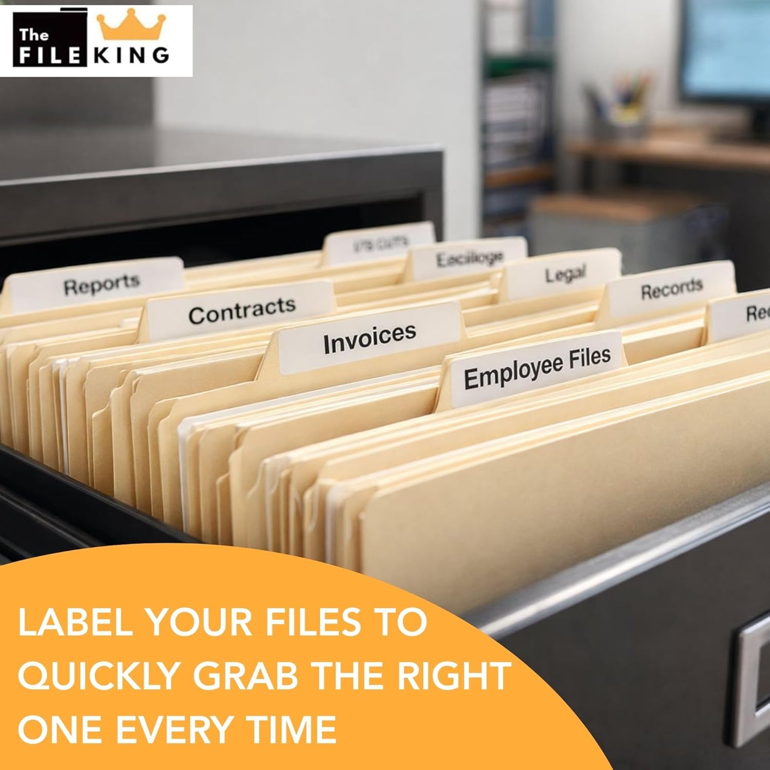 The File King 1/3 Cut File Folders Letter Size - 100 Pack | Manilla Folders 8.5 x 11 | Assorted 3 Tabs | Heavy Duty 11-Point Fiber | Made in USA | Undercut Front Style | Easy Labeling & Organization