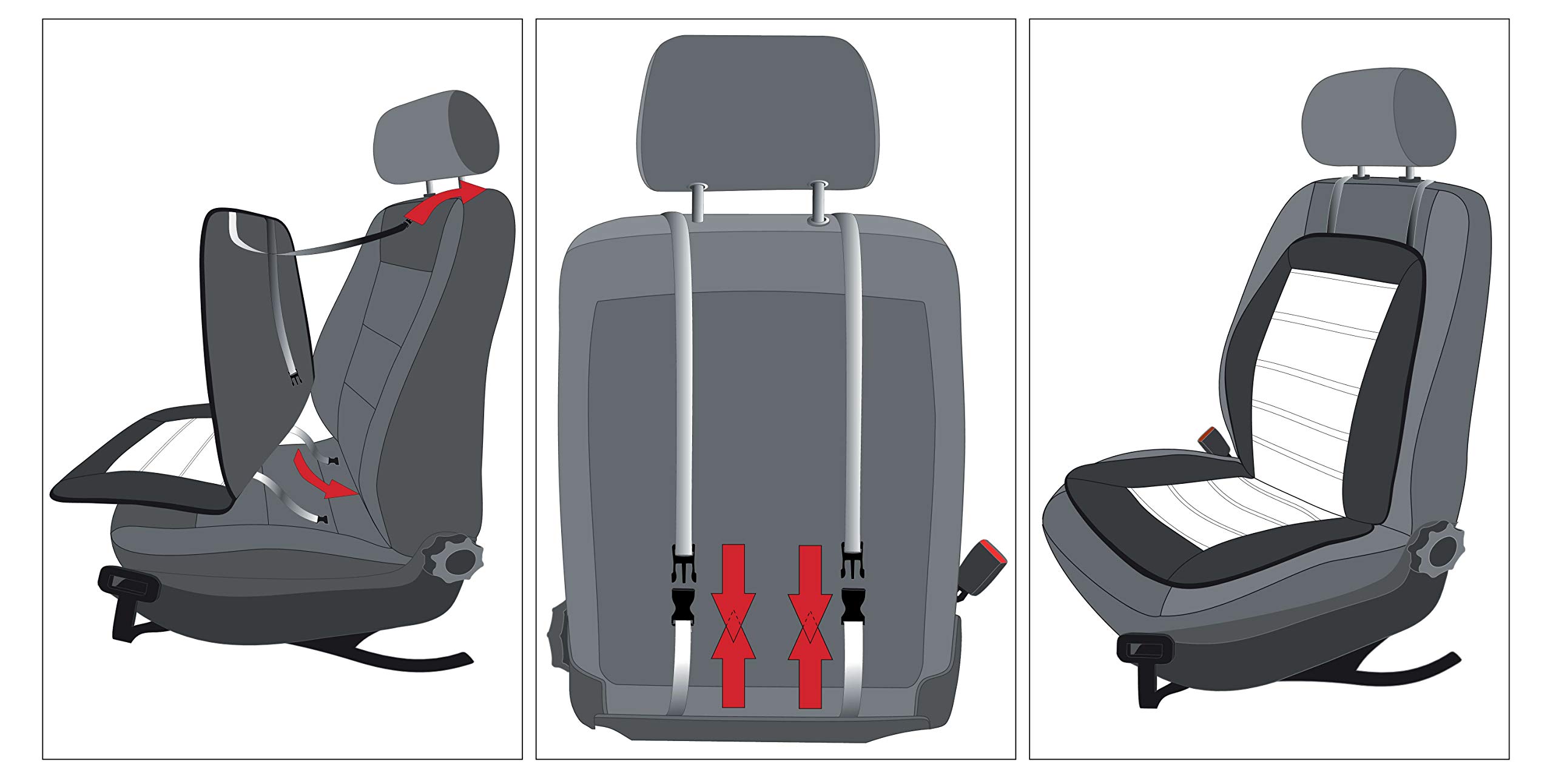 Walser Funda de Asiento de Coche Rey, Universal Almohadilla Protectora en Negro-Gris, para Coches y Camiones con aspecta de Carreras
