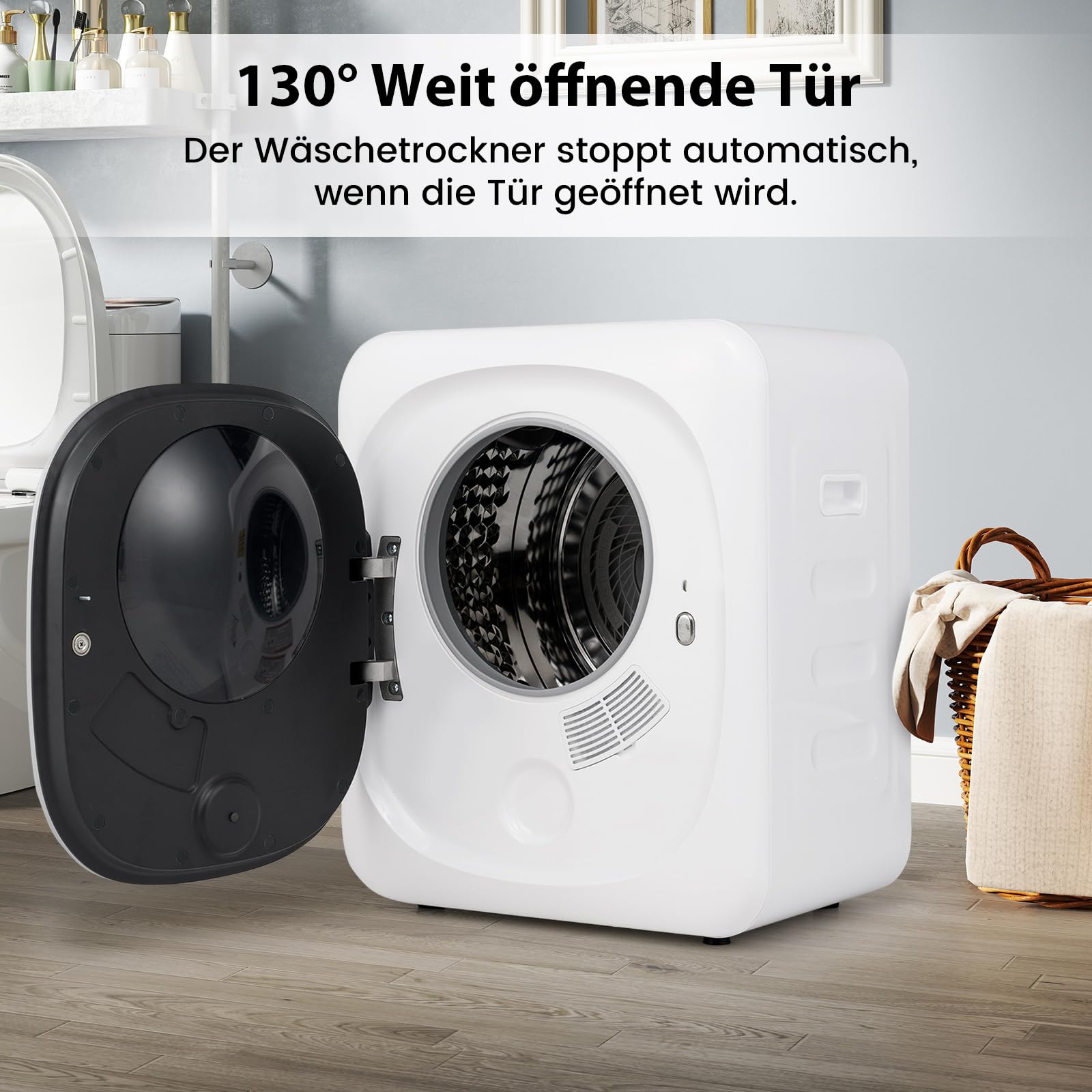 RELAX4LIFE Wäschetrockner Klein, Mini Trockner mit LED-Touchscreen, Ablufttrockner mit Desinfektion, Desodorierung, Überhitzungsschutz, Mehrfachfiltration, 4kg, 800W, mit 4 Temperaturen & 6 Timer