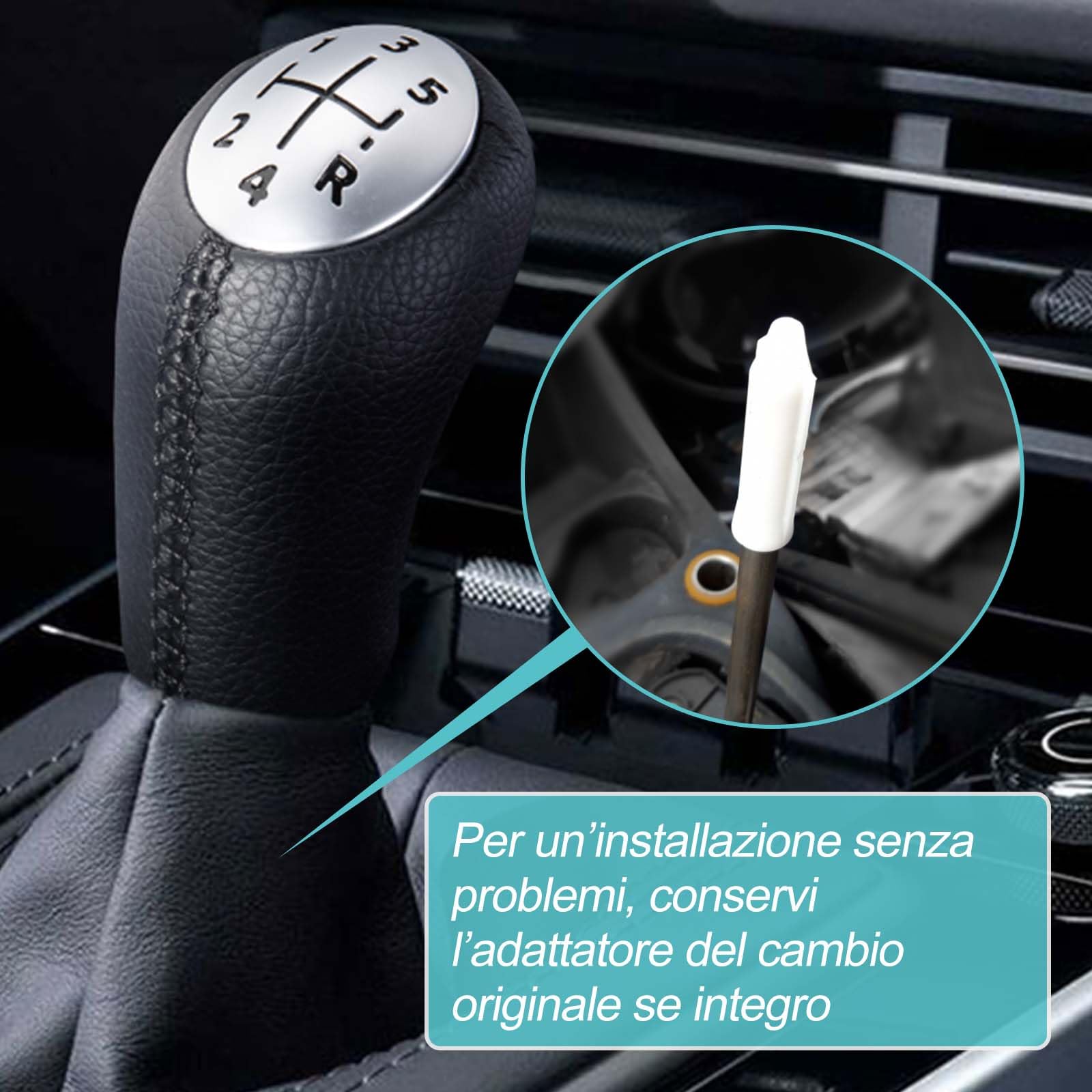 Spurtar Manuale 5 Marce Leva Pomello Cambio in Pelle per Renault Clio 3 III 2005-09, Clio 4 2012-19, Megane 2 Laguna 2003-09, Modus 2005-2010, Twingo 2, Dacia Duster Nero con Adattatore
