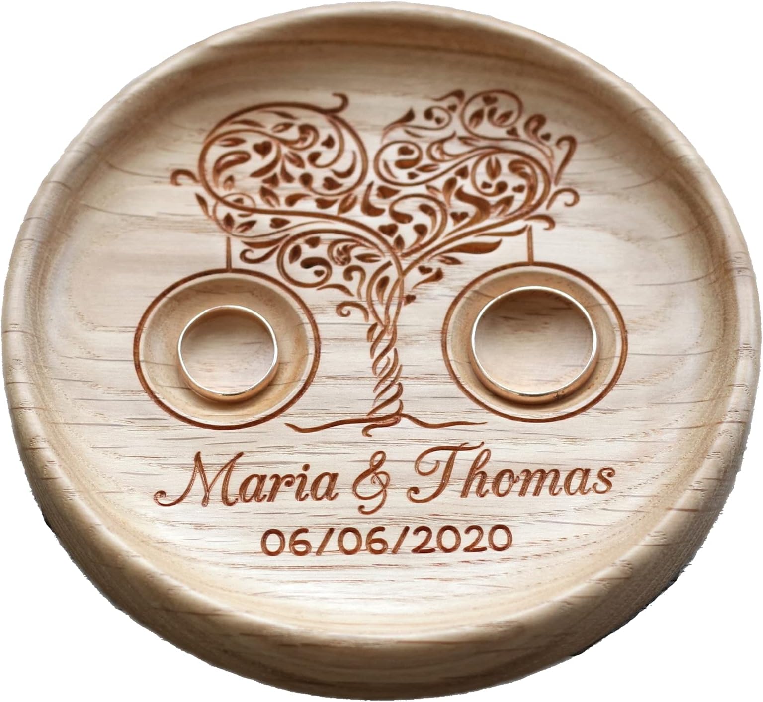 Weeding ring box alternative Personalized wood wedding ring bearer pillow Wedding ring dish Wedding ring plate Ring holder Tree of Love