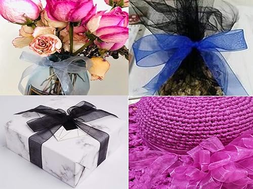 Miniatura 3 de Cinta de organza de 2 pulgadas, 50 yardas, cinta transparente brillante para envolver regalos, decoración, manualidades (2 pulgadas, 650014 rosa