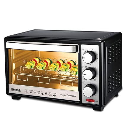 Inalsa Master Chef 19 BKR OTG-1300W, Motorised Rotisserie & Temperature Selection 6 Stage Heat Selection Powder Coated Finish (Black)