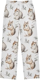 Pajama Pants Squirrel Pattern Long Sleep Pants Lounge Bottoms