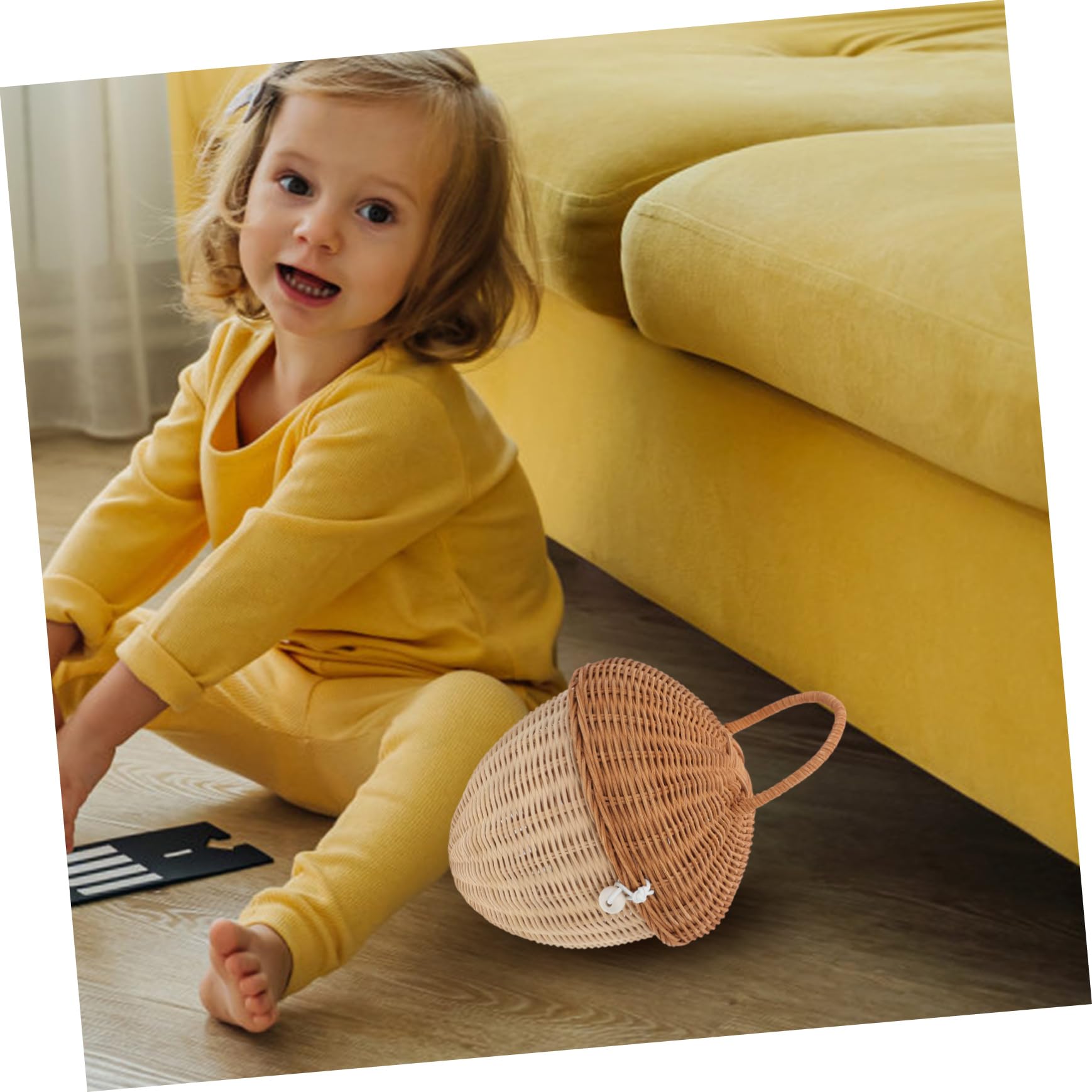 Alipis Cestino Per Giocattoli Per Bambini in Rattan Sintetico Intrecciato Fatto A Mano Cestino Per Animali Per Bambini Contenitore Naturale Con Coperchio