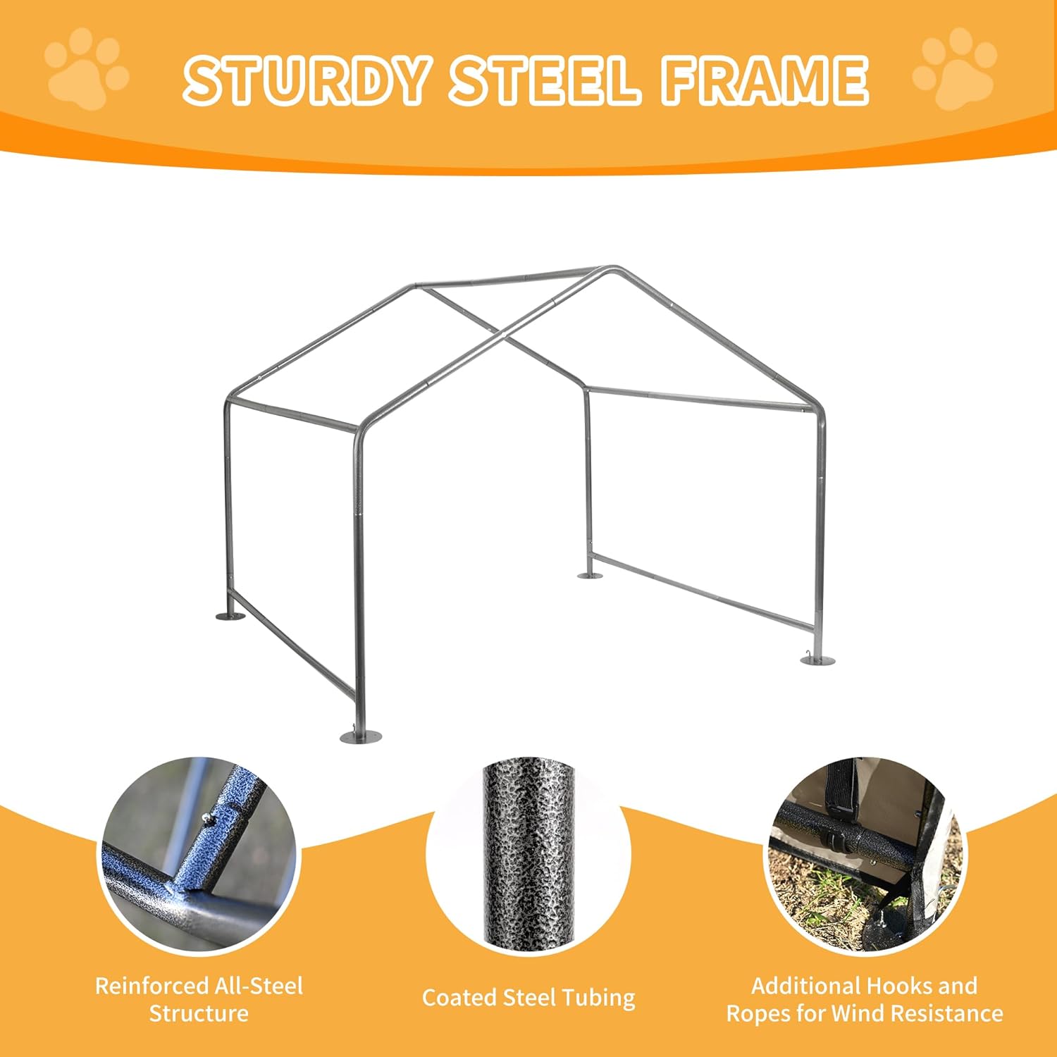 Dog Shade Shelter Outdoor Tent for Large Medium Dogs, Outside Doghouse Sun Rain Canopy Dog House with Waterproof Roof Ground Nails for Cats Pigs Livestock 4'x4'x3.3'