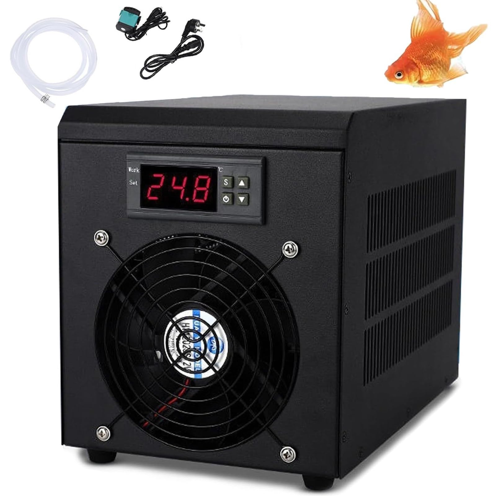 Enfriador para Acuario 60L/160L/300L, Máquina Silenciosa de Refrigeración por Agua con Compresor para Baño de Hielo & Pecera - Sistema de Control de Temperatura para Acuarios de Agua Dulce & Mari 60L
