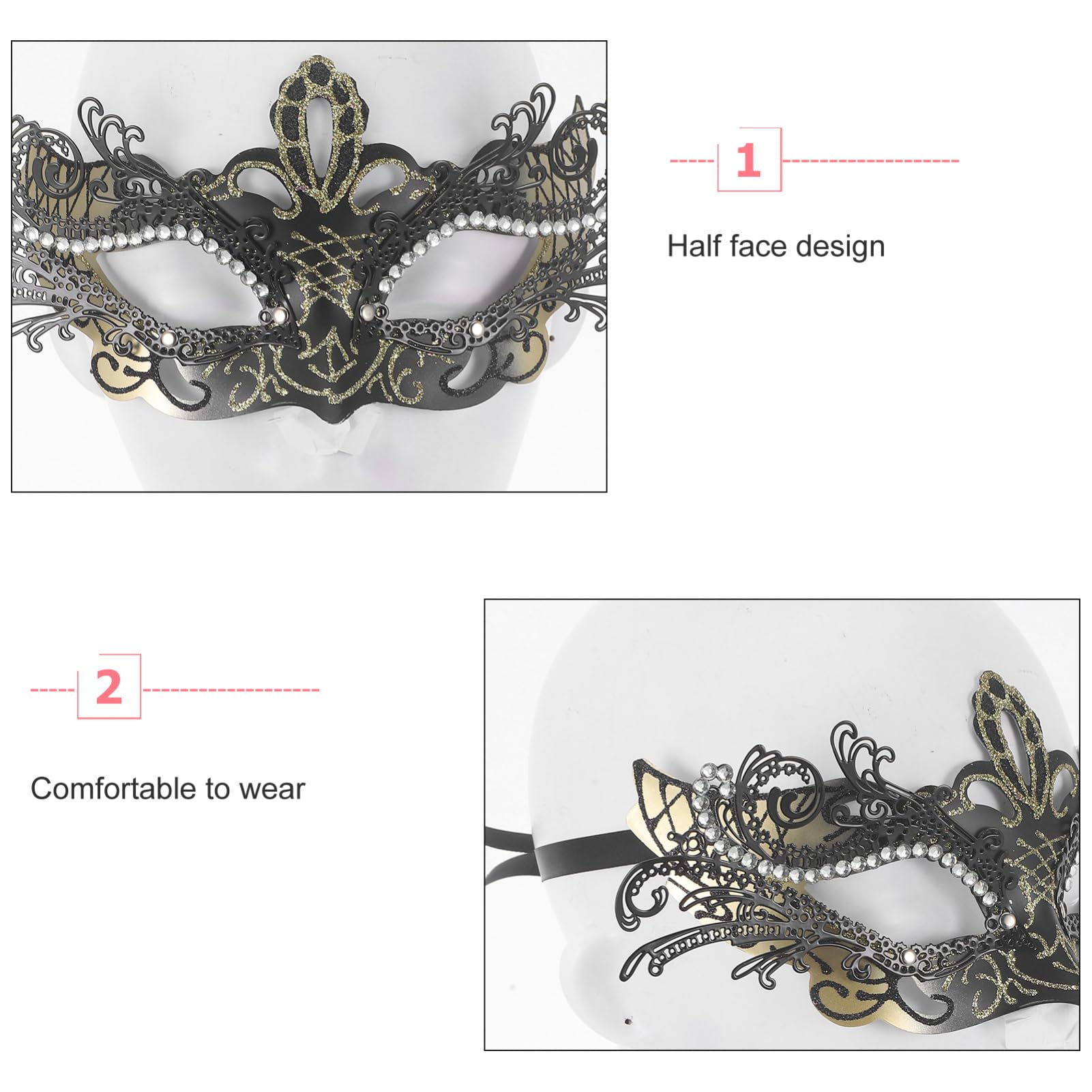 Healvian 4 Pezzi Maschera Mascherate Metallo per Accessorio per Halloween e Festivi