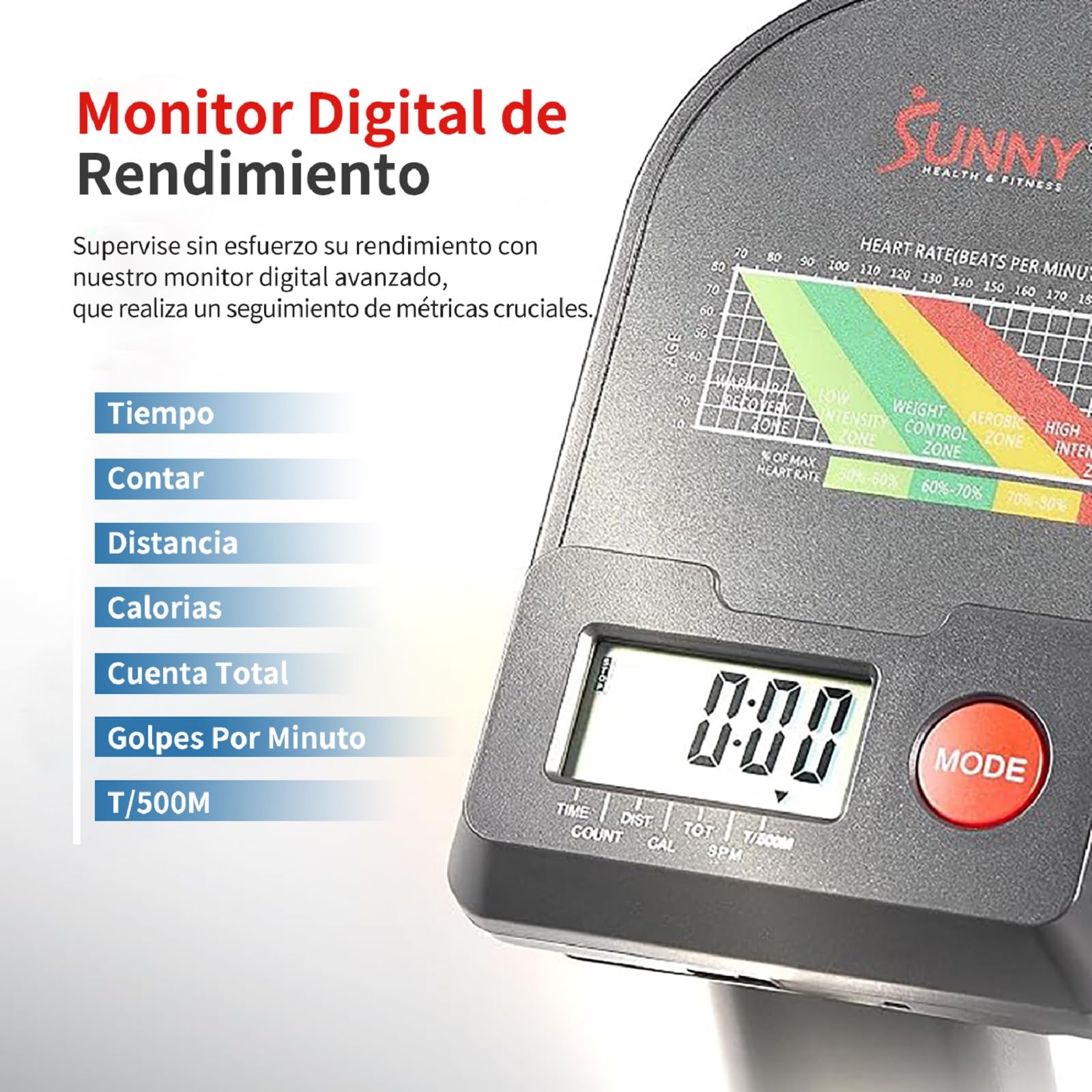 Sunny Health & Fitness Máquina de Remo Smart con Movimiento Completo Casa | Brazos 360°, 4-12 Niveles de Resistencia, App SunnyFit, Monitor LCD, Diseño Compacto, Máquina de Remo Hidráulica