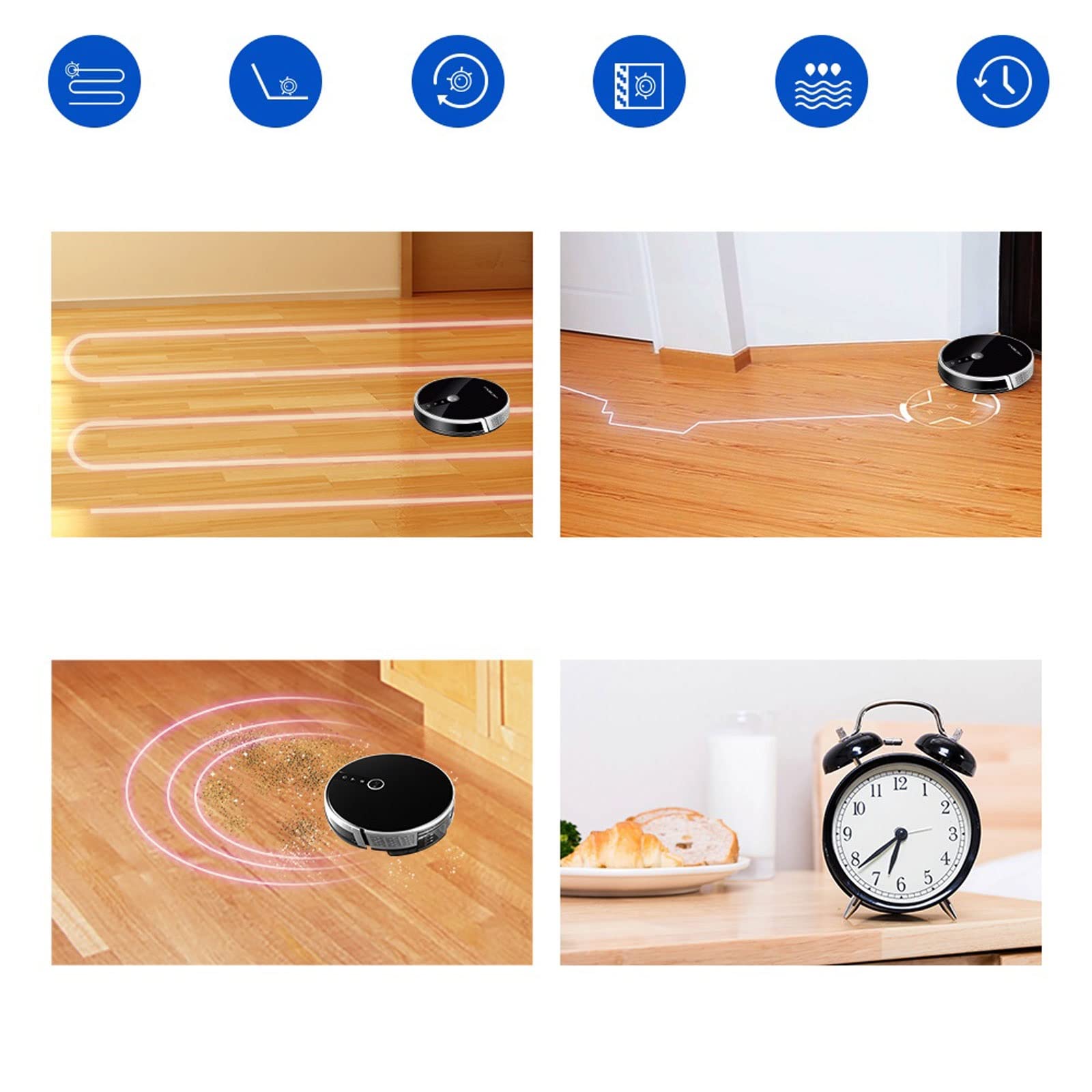 DieffematicJQX Odkurzacz automatyczny Robot Vacuum Cleaner AI Map Navigation,Memory,Smart Partition,WiFi App,Electric Water Tank,Wet Mop