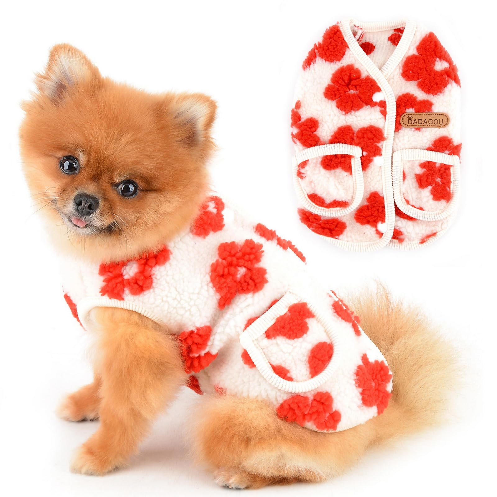 Amazon.co.jp: ペット服 犬 服 秋冬 小型犬 暖かい 花柄 フリース