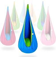 OUTREE Kids Pod Swing Seat - Cotton Sensory Hammock Chair for Indoor Outdoor Use, Blue, 100 lbs Capacity