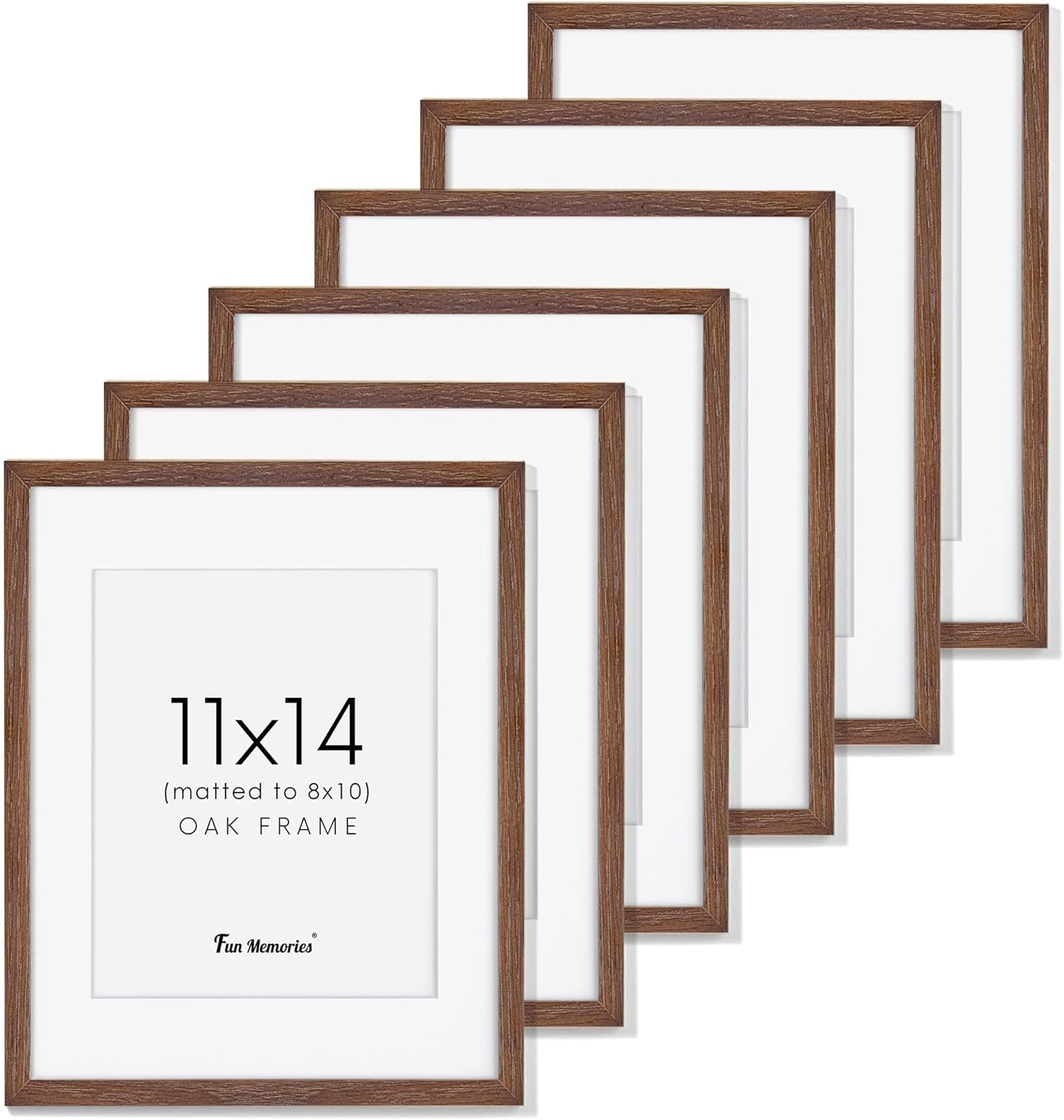 Picture Frames 11x14 Set of 6, Solid Oak Wood Frame 11 x