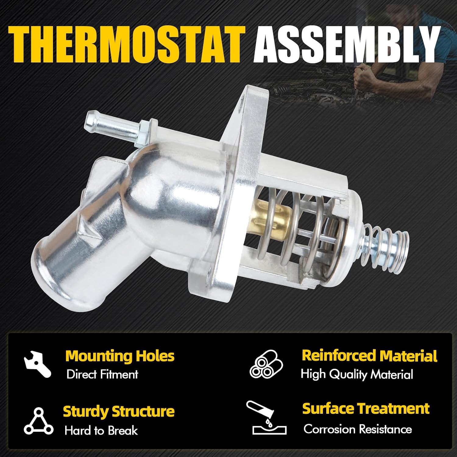 Upgrade Aluminum Thermostat Housing Assembly Compatible with Silverado 1500 Suburban Sierra 1500 Yukon Cadillac Escalade 4.3L 5.3L 6.2L V8 2014-2020 Replace 12674639