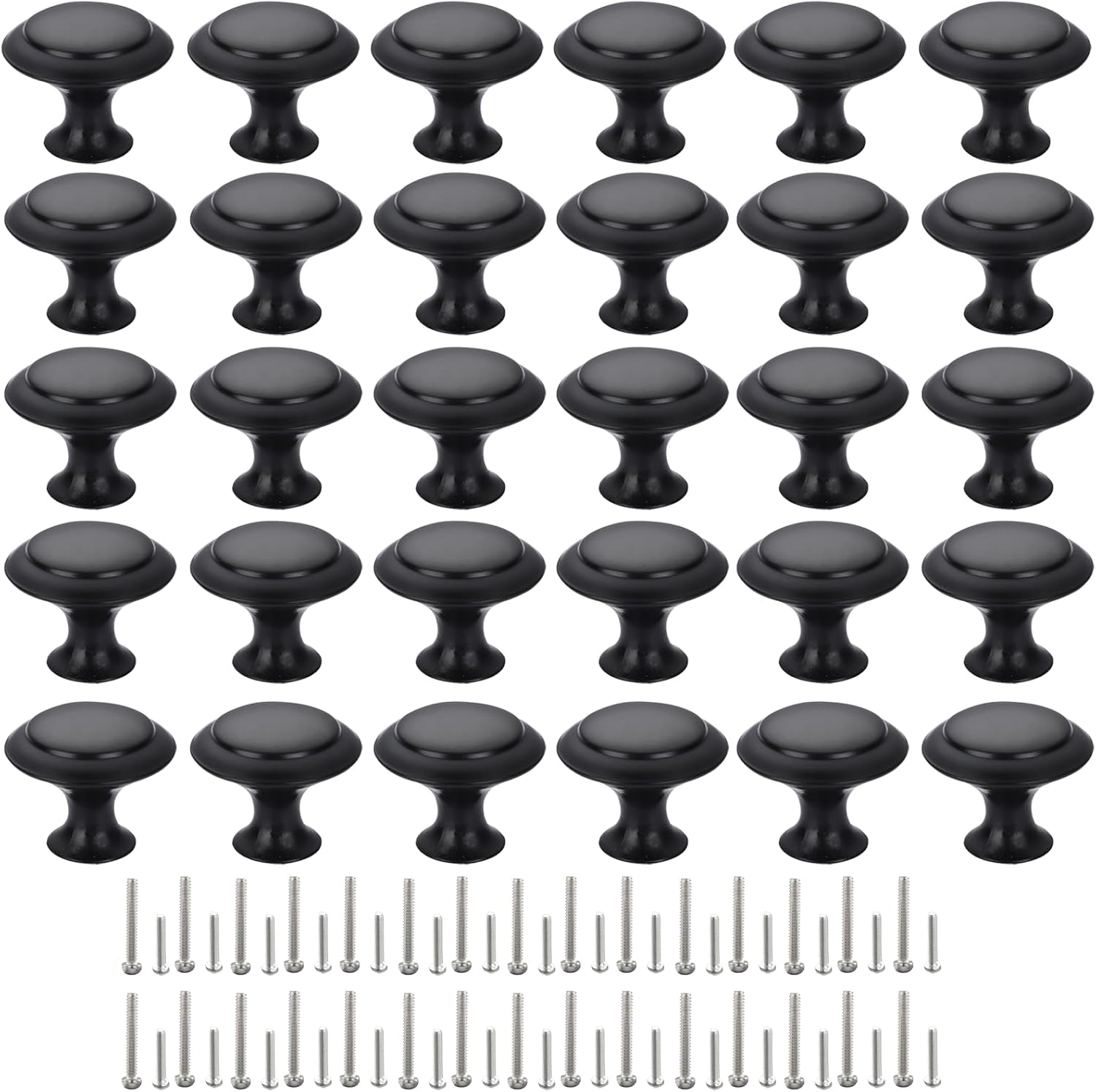 SIMILAR TO STOCK PICTURE Cabinet Knobs, 30 PCS 30mm Dresser Knobs, Premium Drawer Knobs, Metal Furniture Handles, Black Zinc Door Knobs for Closet- 1-1/6 Inch Diameter Round Drawer Pulls Kitchen Knob Hardware with Screws DIY 30pcs/pack