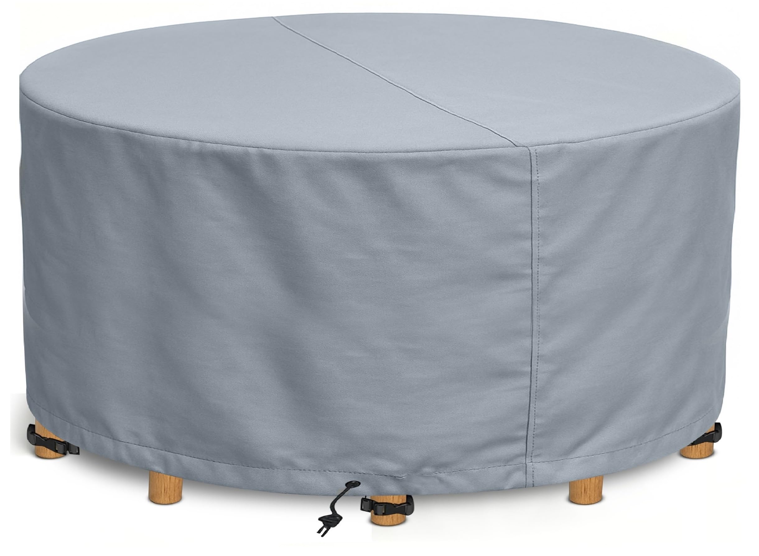 Kingsbridge Round Garden Furniture Table Cover 600D Heavy Duty Fabric, Double Stitching, Waterproof, Anti UV, Breathable, Rip Proof, 190 x 80cm Grey Outdoor Patio Furniture Protector — image 1