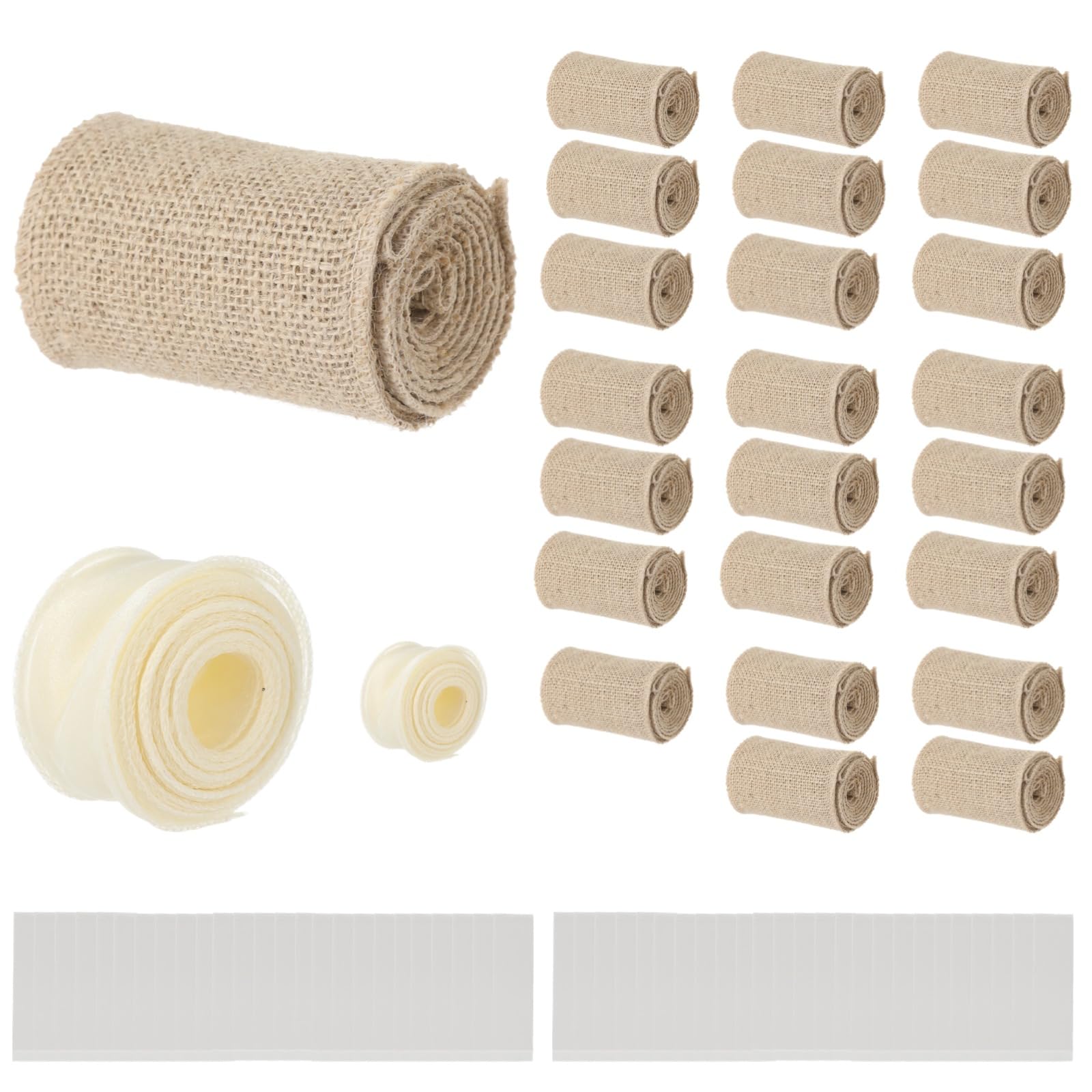 24 szt. jutowe skrzydła na krzesło, 9,9 cm x 2,4 m, kokardki jutowe z 2 wstążkami z gazy, rustykalne szarfy na krzesło weselne do dekoracji DIY, naturalny styl na imprezy, imprezy, bankiety i