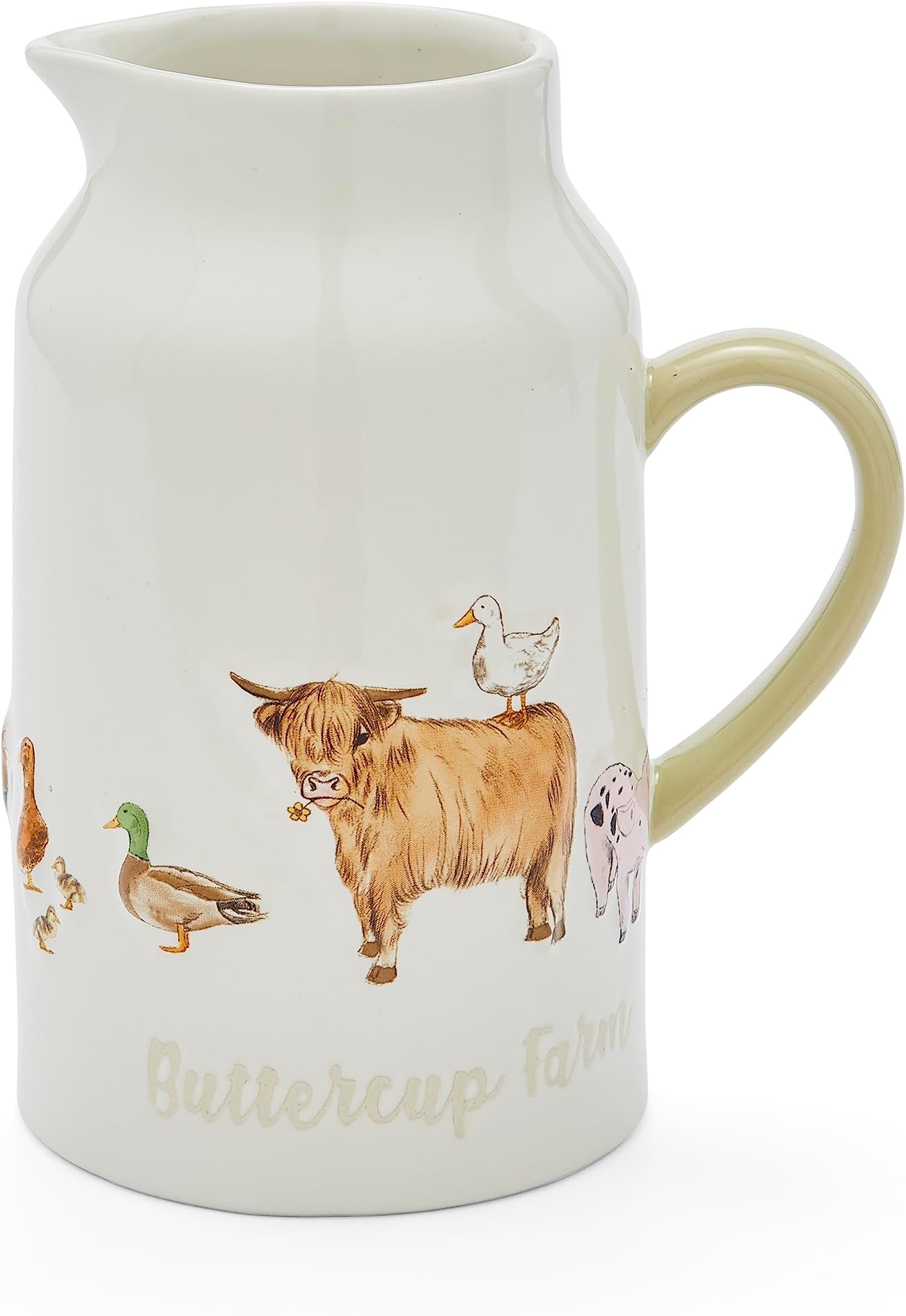 Cooksmart British Designed 1 Pint Milk Jug | Ceramic Milk Jug for All Type of Kitchens | Traditional Ceramic Jug for Milk or Cream - Buttercup Farm
