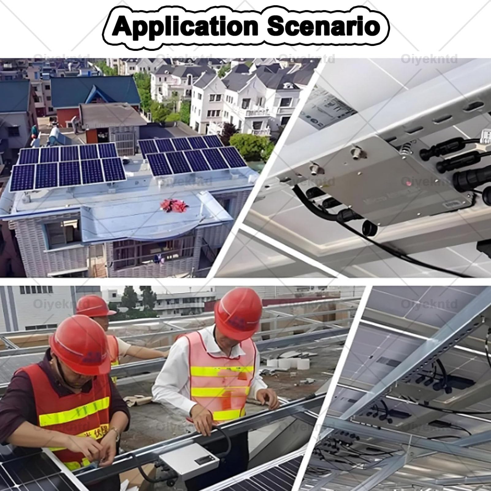 MPPT-Mikrowechselrichter, netzgekoppelter Solar-Mikrowechselrichter, WLAN-Steuerung, Selbstkühlung, wasserdicht (IP67), Aluminiumlegierung für Dach- und Außenmontage, Solarenergie Black-1800W