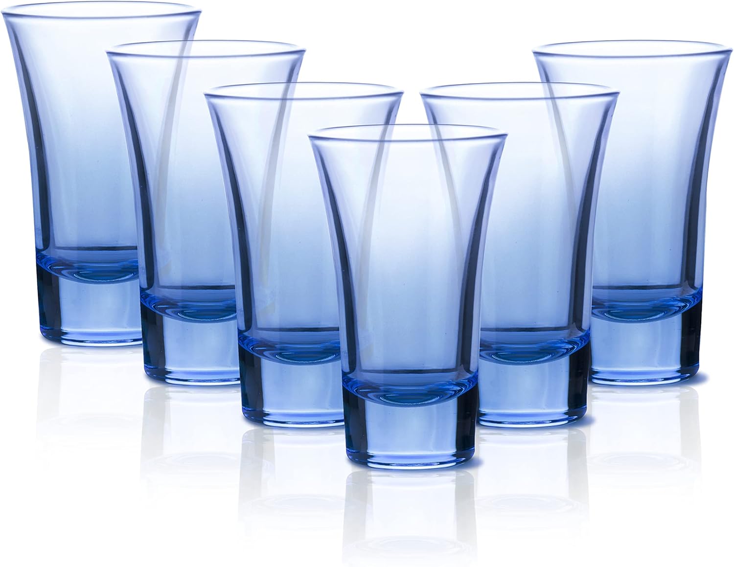 M&N Home Ombre Blue Shot Glass Set, 2 Oz Set of 6 Colored