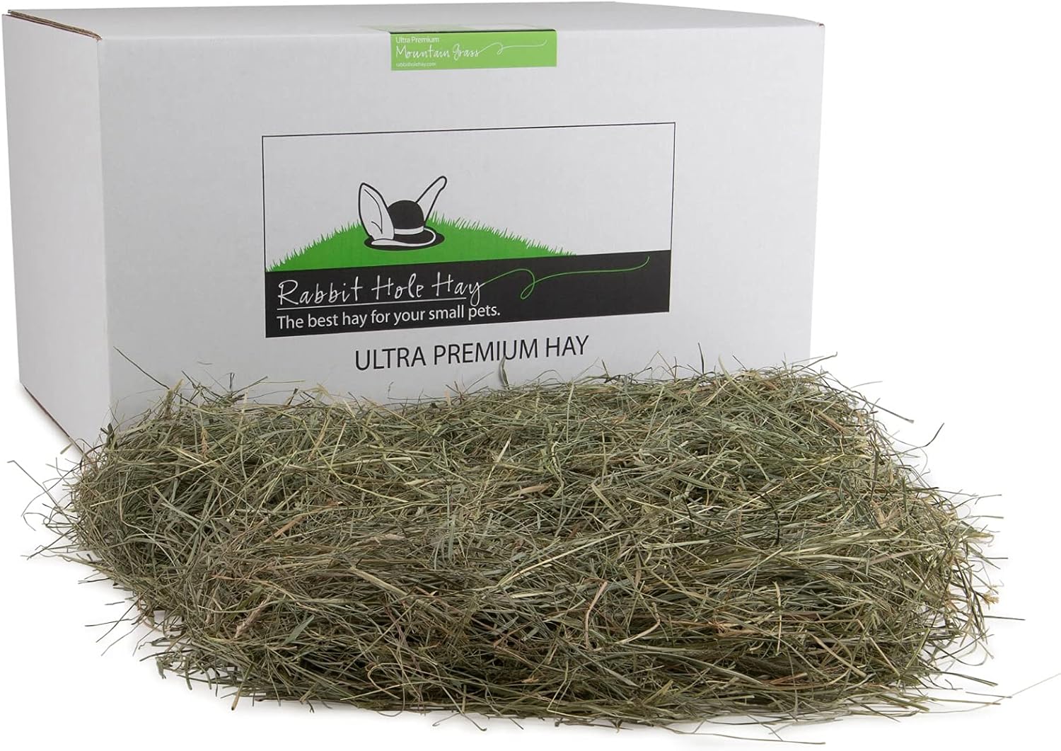 Rabbit Hole Hay Ultra Premium, Hand Packed Mountain Grass for Your Small Pet Rabbit, Chinchilla, or Guinea Pig (20lb)