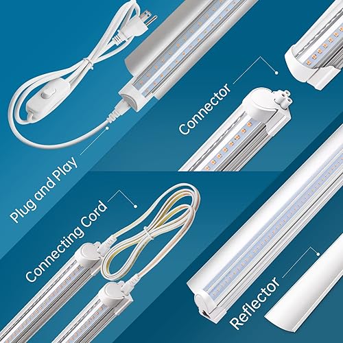 Miniatura 6 de Barrina Luz para plantas, 144 W (6 x 24 W, equivalente a 800 W), 2 pies T8, súper brillante, luz LED de espectro completo, lámpara de cultivo