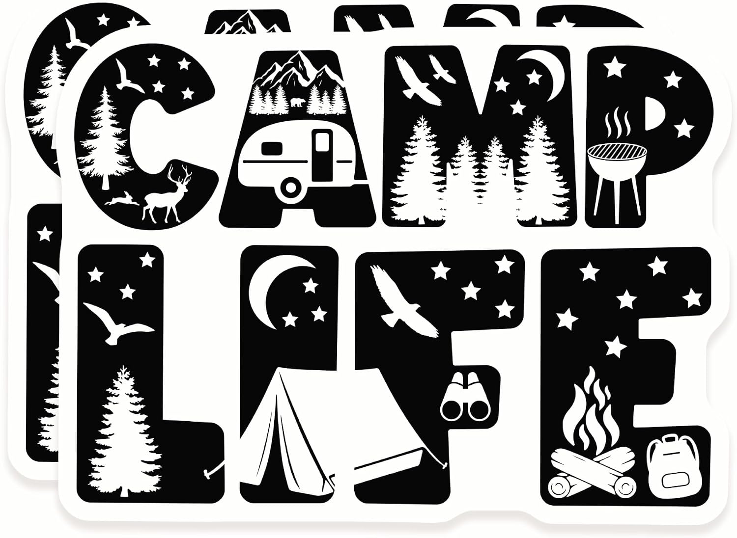Camp Life Magnets - Outdoor Adventure Decor - Nature Lover Fridge Magnets - 2 Pack - 5" Design - Durable Magnet - Fridge & Locker Decor - Made in USA - IHM2498