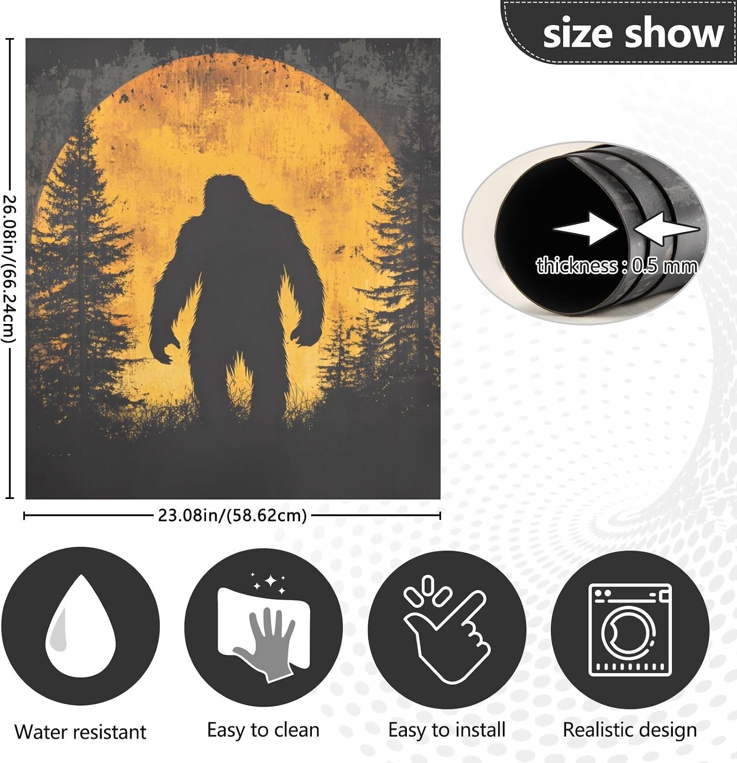 Sasquatch Shadow Dishwasher Magnet Cover, 23×26 inches Dish Washer Cover Kitchen Decor, Dishwasher Sticker Refrigerator Magnetic Cover