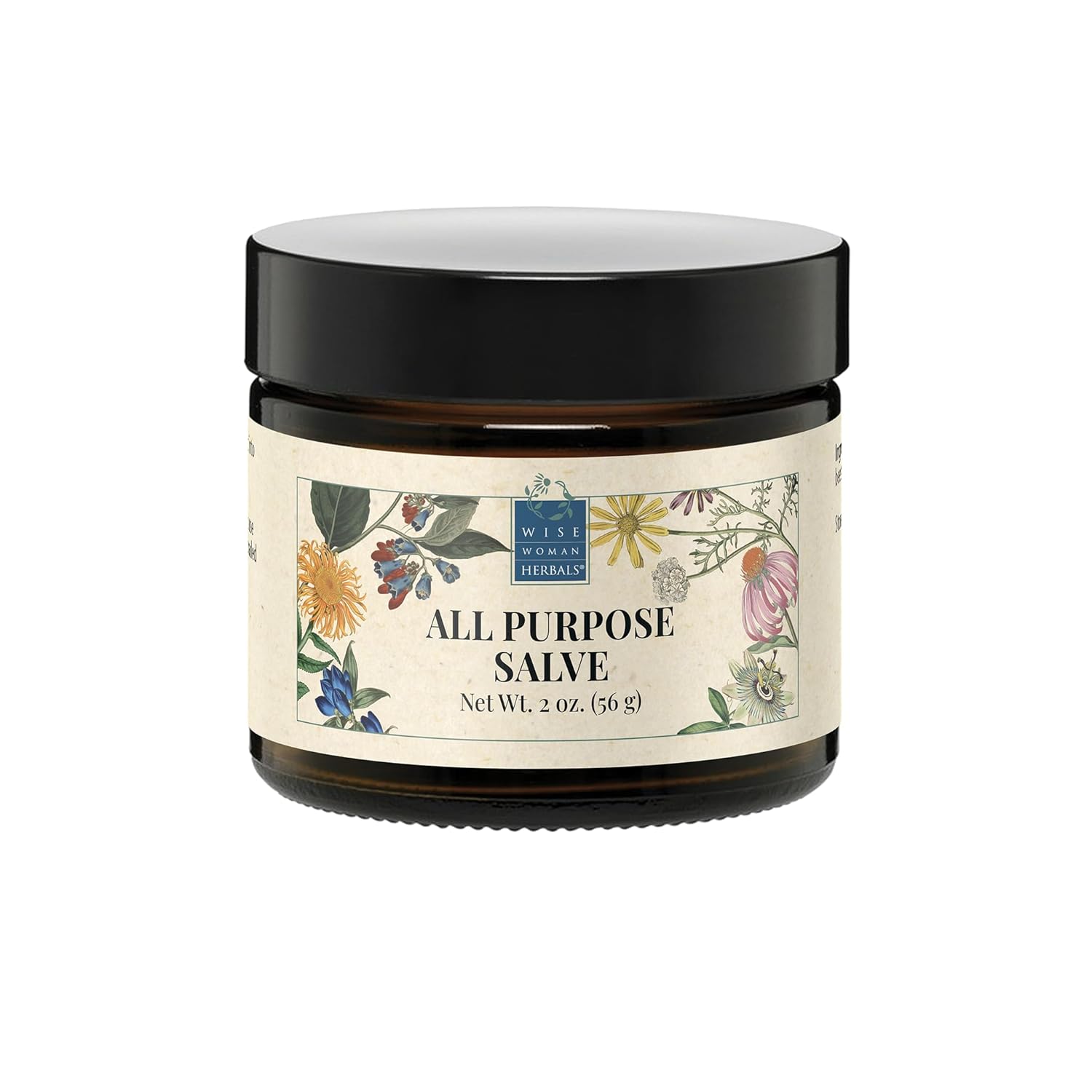 Wise Woman Herbals All-Purpose Salve, Herbal Balm with Calendula & Comfrey, Soothes Dry, Irritated Skin, Postpartum Skin Care, Nourishing Skin Support for All Ages, Non-GMO, 2 oz Jar