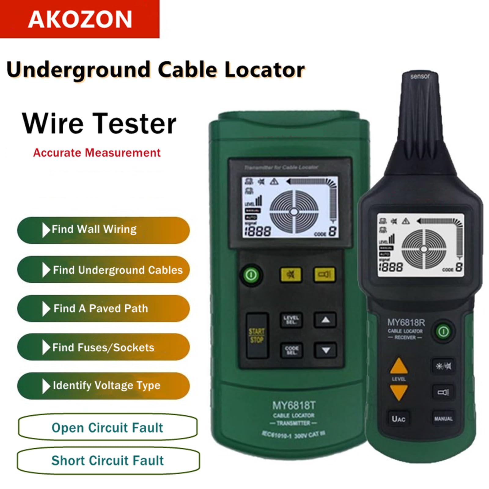 Akozon Wire Tracker Testkabel Netzwerkkabel MS6816 Professioneller Kabel Tracker Metallrohr zur Positionierung von Detektoren Netzwerkkabel Tester