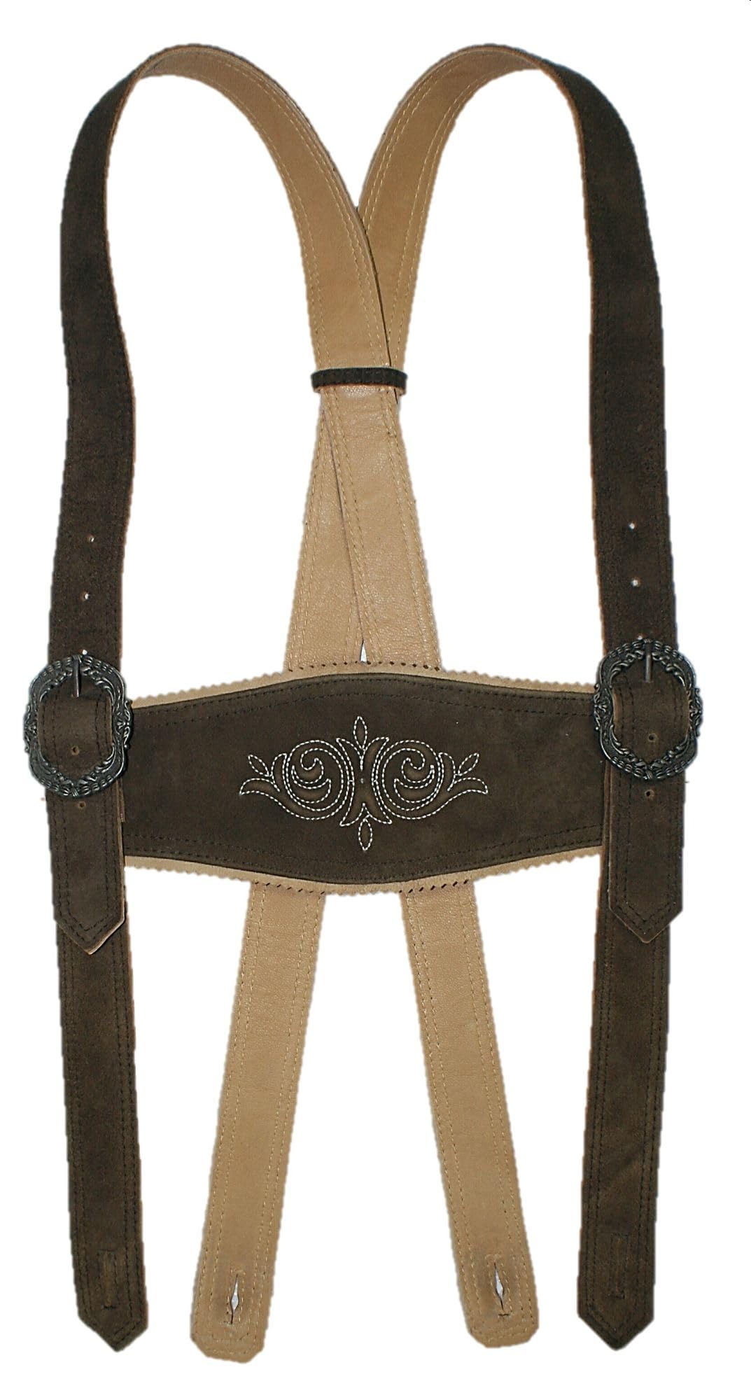 Hosenträger Lederhosenträger Träger für Lederhose Stegträger Trachten-Hosenträger Stickerei Trachtenträger Leder H-Form bestickt abknöpfbar braces suspenders
