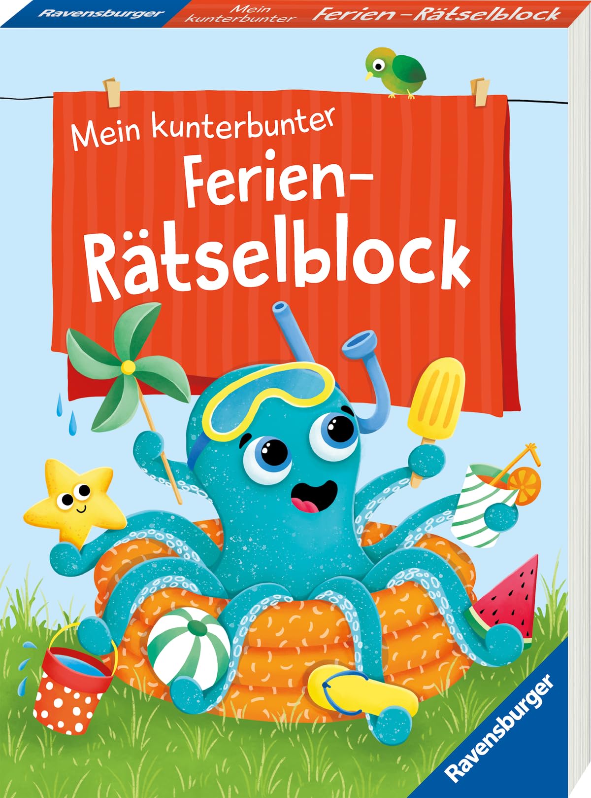 Ravensburger Mein kunterbunter Ferien-Rätselblock - Rätselspaß im Urlaub, auf Reisen Oder Zuhause - Ferien Unterhaltung für Kinder von 7 bis 9 Jahren