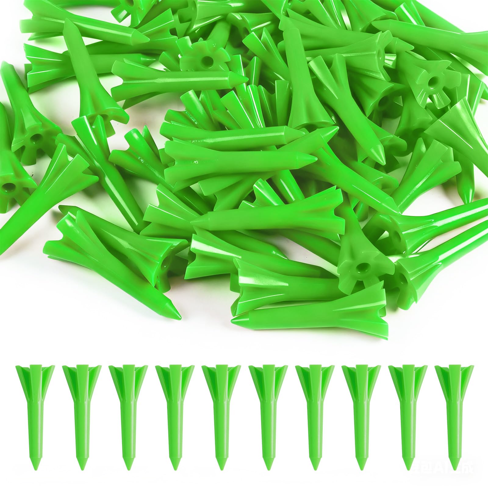 FINGER TEN Golf Tees Plastic Short Size 1 1/2 Inch Unbreakable Pack of 100 (Green)