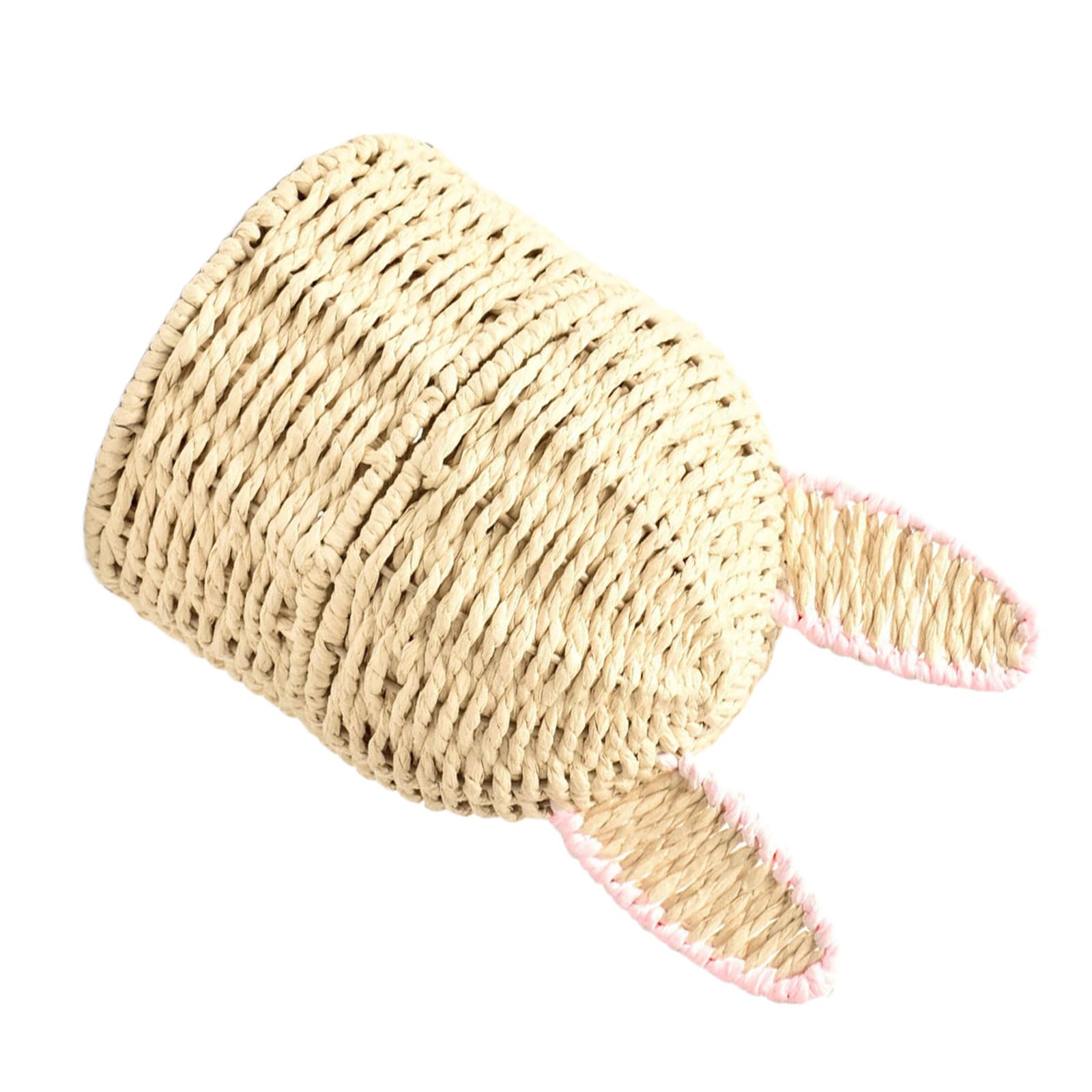 Handwoven Storage Basket with Rabbits Ears Designs for Organizing Easters Eggs and Portable Use Handwoven Rabbits Basket