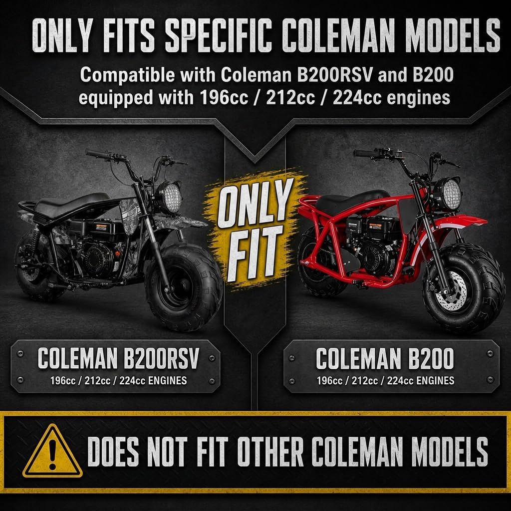Right Side Mini Bike Pipe for Coleman B200RSV B200, Fits 196cc 212cc 224cc Engines Only, Stainless Steel Side Outlet Pipe with TIG Welding, Close-to-Body Routing, Hardware Included