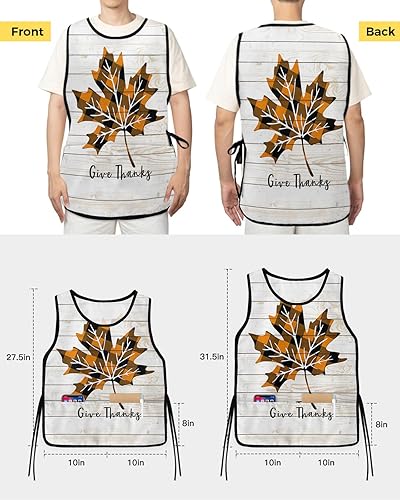Miniatura 3 de Unisex Cobbler Apron Pumpkin Maple Leaf Vest Cobbler Aprons Black Checkered Plaid Buffalo Smock Apron with 2 Pockets