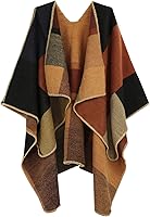 Vista 66 de Poncho chal para mujer, suéteres suaves y cálidos para mujer, parte delantera abierta, poncho de viaje para otoño, invierno y primavera