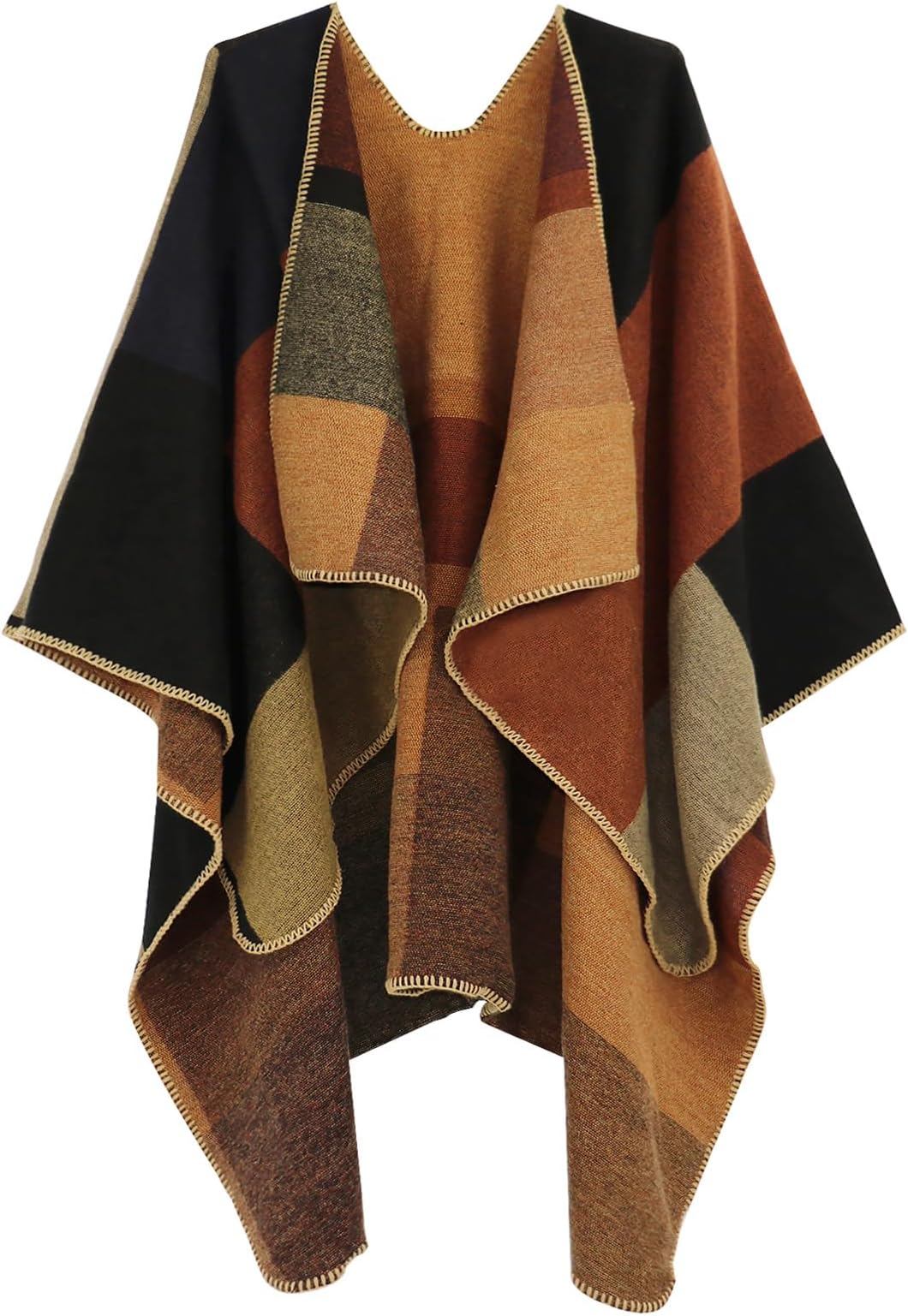 CiormisPoncho Shawl Wraps for Women, Women's Soft Warm Ponchos Sweaters Open Front Travel Poncho Cape for fall winter Spring