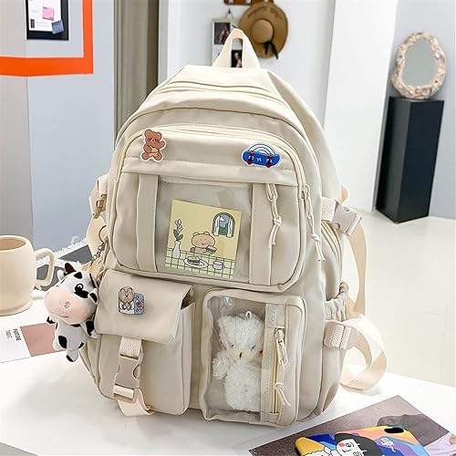Miniatura 2 de Linda mochila con bonito oso de peluche y bonitos accesorios de alfiler estético de gran capacidad bonita bolsa de libros para niñas y adolescentes