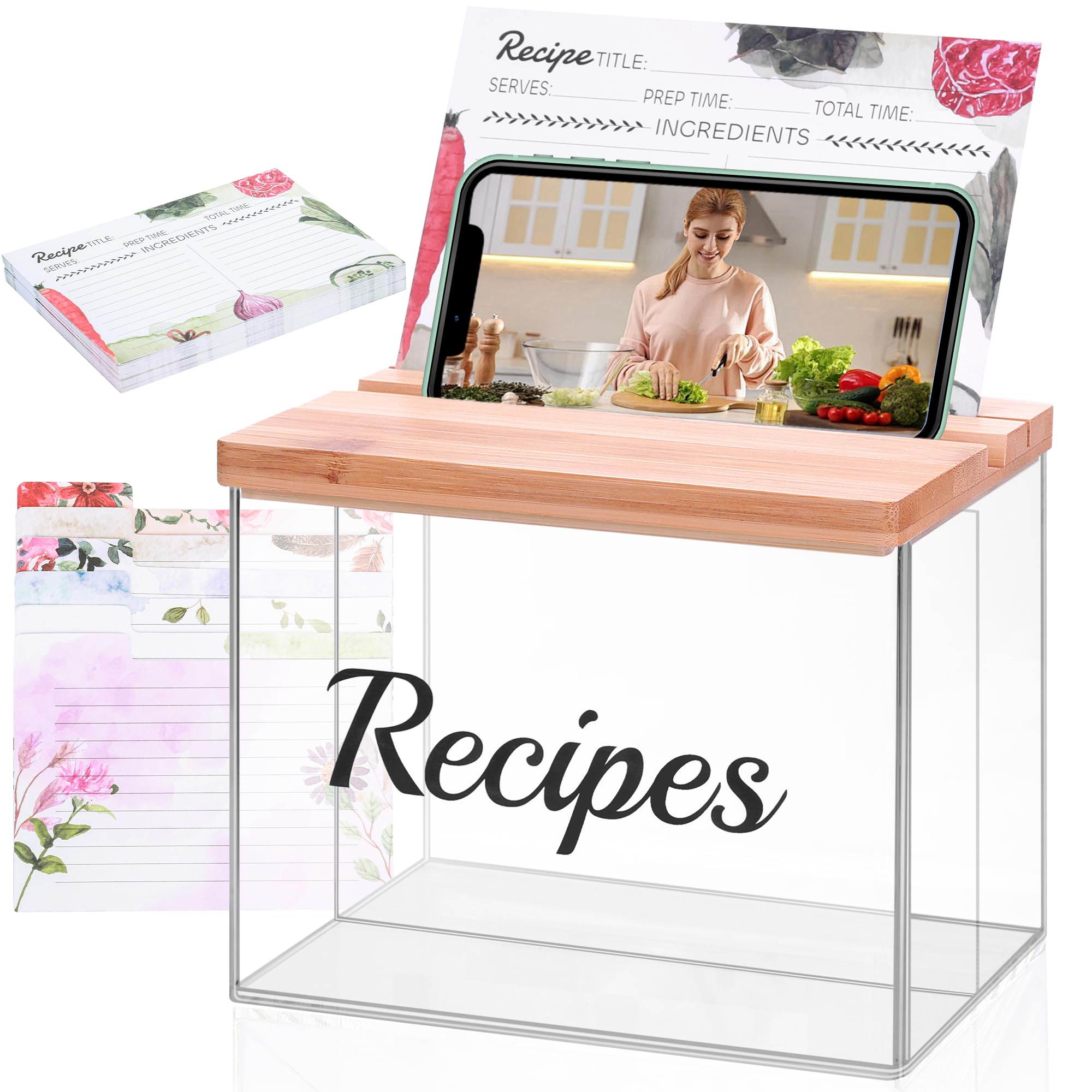 Boîte à recettes en acrylique transparente, le kit complet pour cuisiner sans tacher vos fiches
